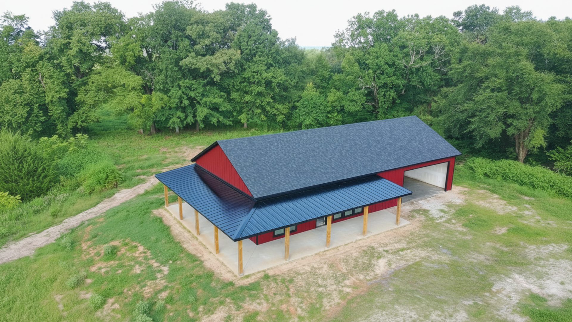 New-construction metal and shingle roof on a home in Center, TX
